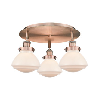 Ballston Urban Three Light Flush Mount in Antique Copper (405|916-3C-AC-G321)