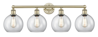 Edison Four Light Bath Vanity in Antique Brass (405|616-4W-AB-G122-8) Edison Four Light Bath Vanity in Antique Brass (405|616-4W-AB-G122-8)