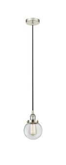 Edison One Light Mini Pendant in Polished Nickel (405|616-1PH-PN-G202-6)