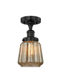 Edison One Light Semi-Flush Mount in Matte Black (405|616-1F-BK-G146)