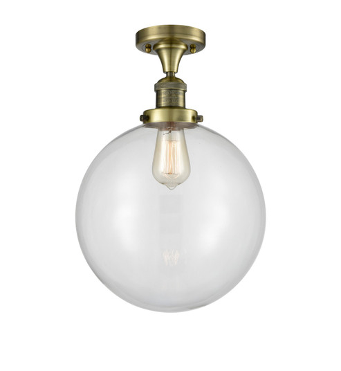 Franklin Restoration One Light Semi-Flush Mount in Antique Brass (405|517-1CH-AB-G202-12)