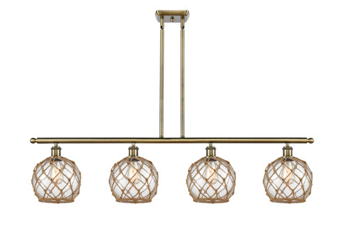 Ballston Four Light Island Pendant in Antique Brass (405|516-4I-AB-G122-8RB)