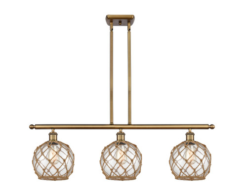 Ballston Three Light Island Pendant in Brushed Brass (405|516-3I-BB-G122-8RB)
