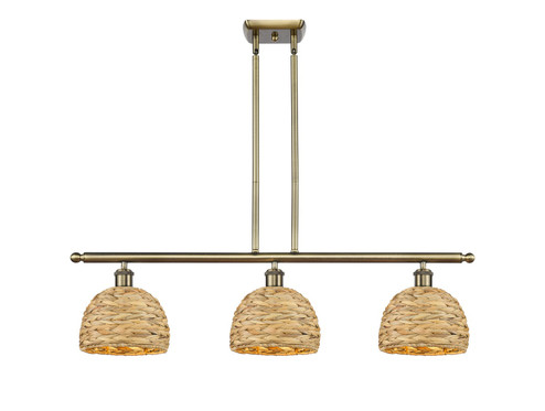 Ballston Three Light Island Pendant in Antique Brass (405|516-3I-AB-RBD-8-NAT)