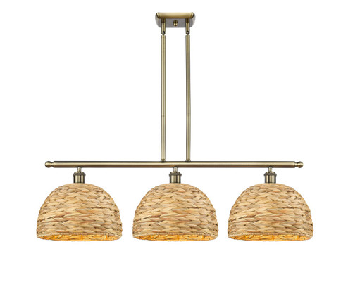 Ballston Three Light Island Pendant in Antique Brass (405|516-3I-AB-RBD-12-NAT)
