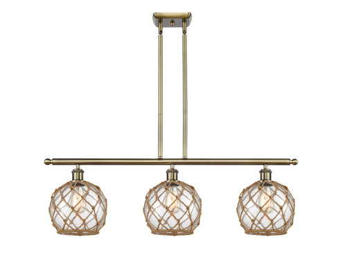 Ballston Three Light Island Pendant in Antique Brass (405|516-3I-AB-G122-8RB)