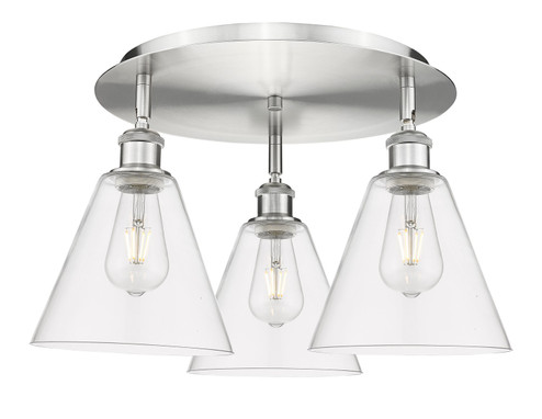 Ballston Three Light Semi-Flush Mount in Satin Nickel (405|516-3C-SN-GBC-82)