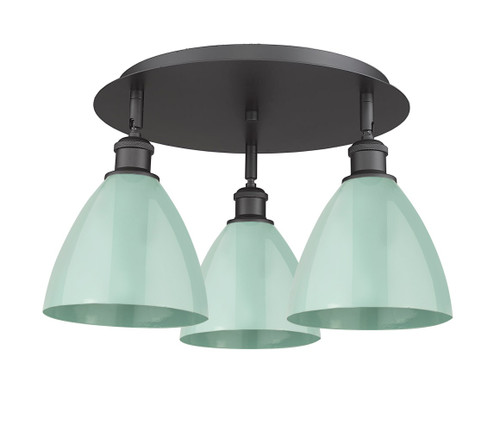 Ballston Three Light Flush Mount in Matte Black (405|516-3C-BK-MBD-75-SF)