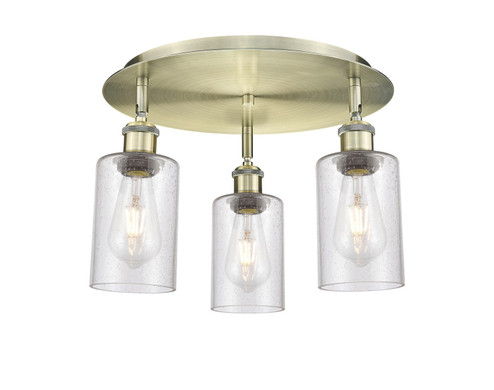 Ballston Three Light Flush Mount in Antique Brass (405|516-3C-AB-G804)