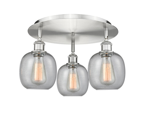 Ballston Three Light Flush Mount in Antique Brass (405|516-3C-AB-G104)