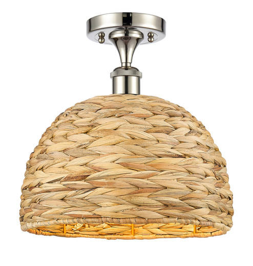 Ballston One Light Semi-Flush Mount in Polished Nickel (405|516-1C-PN-RBD-12-NAT)