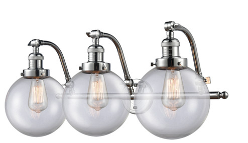 Franklin Restoration Three Light Bath Vanity in Polished Chrome (405|515-3W-PC-G202-8) Franklin Restoration Three Light Bath Vanity in Polished Chrome (405|515-3W-PC-G202-8)