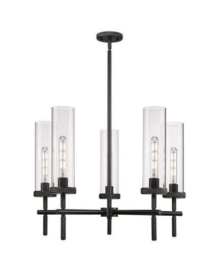 Downtown Urban Five Light Chandelier in Matte Black (405|471-5CR-BK-G471-12CL)