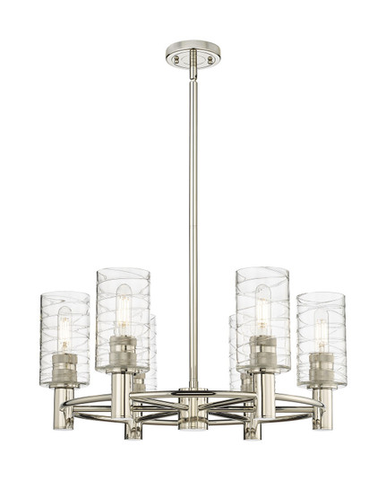 Downtown Urban Six Light Chandelier in Polished Nickel (405|434-6CR-PN-G434-7DE)