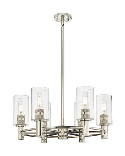 Downtown Urban LED Chandelier in Polished Nickel (405|434-6CR-PN-G434-7CL) Downtown Urban LED Chandelier in Polished Nickel (405|434-6CR-PN-G434-7CL)