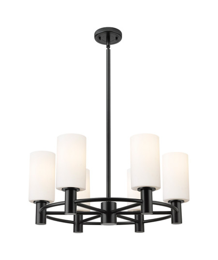 Downtown Urban Six Light Chandelier in Matte Black (405|434-6CR-BK-G434-7WH)