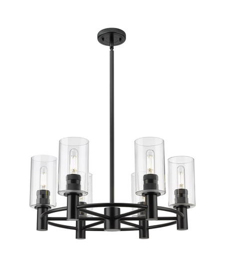 Downtown Urban Six Light Chandelier in Matte Black (405|434-6CR-BK-G434-7CL)