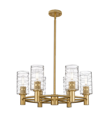 Downtown Urban Six Light Chandelier in Brushed Brass (405|434-6CR-BB-G434-7DE)