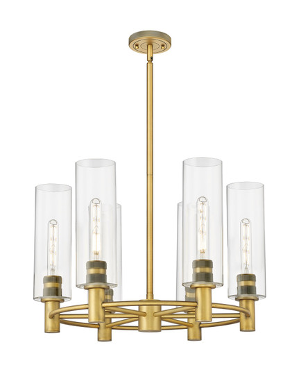 Downtown Urban Six Light Chandelier in Brushed Brass (405|434-6CR-BB-G434-12CL)