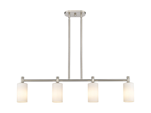 Downtown Urban Four Light Island Pendant in Satin Nickel (405|434-4I-SN-G434-7WH)