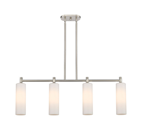 Downtown Urban Four Light Island Pendant in Satin Nickel (405|434-4I-SN-G434-12WH)