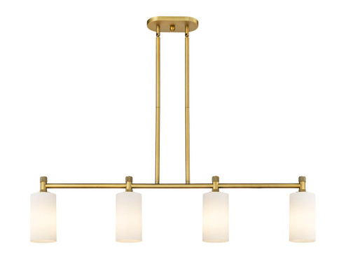 Downtown Urban Four Light Island Pendant in Brushed Brass (405|434-4I-BB-G434-7WH)