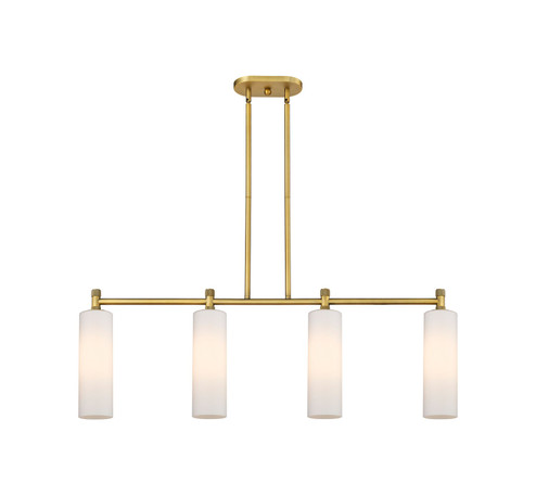 Downtown Urban Four Light Island Pendant in Brushed Brass (405|434-4I-BB-G434-12WH)
