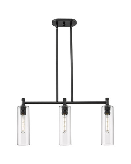 Downtown Urban Three Light Island Pendant in Matte Black (405|434-3I-BK-G434-12CL)