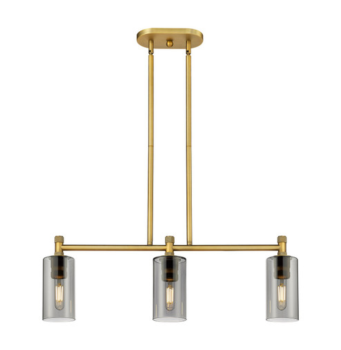 Downtown Urban Three Light Island Pendant in Brushed Brass (405|434-3I-BB-G434-7SM)