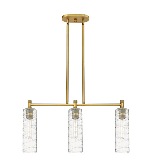Downtown Urban Three Light Island Pendant in Brushed Brass (405|434-3I-BB-G434-12DE)