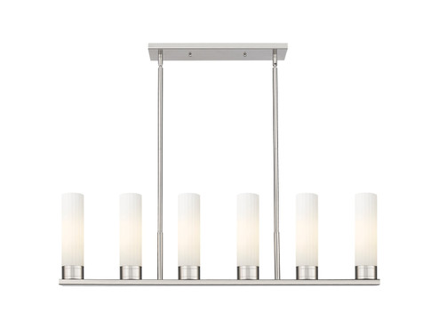 Downtown Urban Six Light Linear Pendant in Satin Nickel (405|429-6I-SN-G429-11WH)