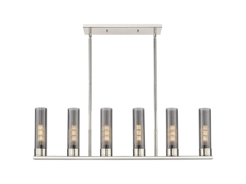 Downtown Urban Six Light Linear Pendant in Polished Nickel (405|429-6I-PN-G429-11SM)