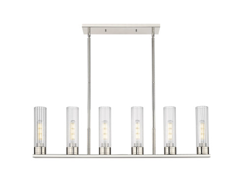 Downtown Urban Six Light Linear Pendant in Polished Nickel (405|429-6I-PN-G429-11CL)