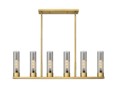 Downtown Urban Six Light Linear Pendant in Brushed Brass (405|429-6I-BB-G429-11SM)