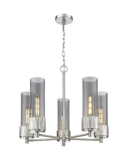 Downtown Urban Five Light Chandelier in Satin Nickel (405|428-5CR-SN-G428-12SM)