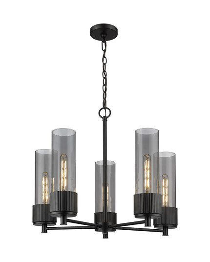 Downtown Urban Five Light Chandelier in Matte Black (405|428-5CR-BK-G428-12SM)