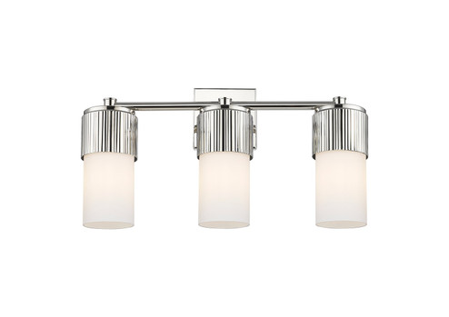 Downtown Urban Three Light Bath Vanity in Polished Nickel (405|428-3W-PN-G428-7WH)