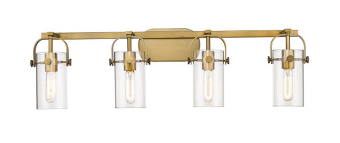 Downtown Urban Four Light Bath Vanity in Brushed Brass (405|423-4W-BB-G423-7CL)