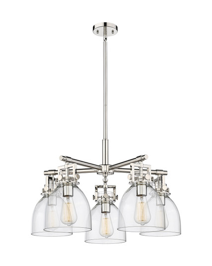 Downtown Urban Five Light Chandelier in Polished Nickel (405|411-5CR-PN-G412-7CL)