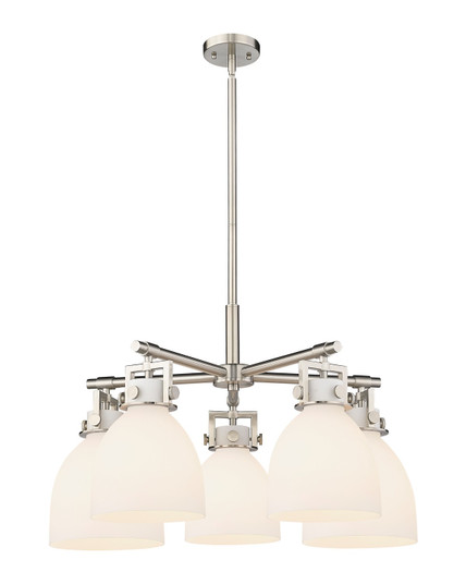 Downtown Urban Five Light Chandelier in Brushed Brass (405|411-5CR-BB-G412-7WH)