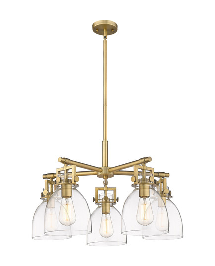 Downtown Urban Five Light Chandelier in Brushed Brass (405|411-5CR-BB-G412-7CL)