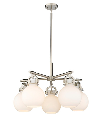 Downtown Urban Five Light Chandelier in Satin Nickel (405|410-5CR-SN-G410-7WH)
