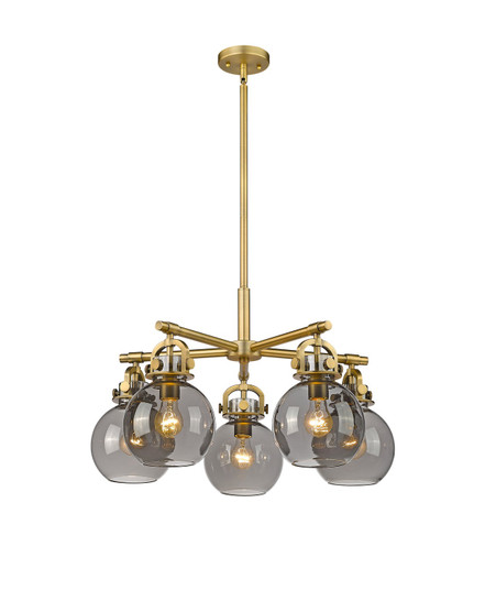 Downtown Urban Five Light Chandelier in Brushed Brass (405|410-5CR-BB-G410-7SM)