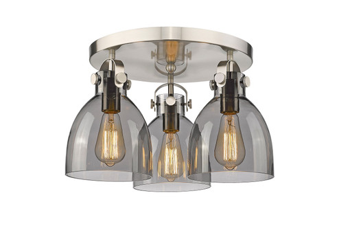 Downtown Urban Three Light Semi-Flush Mount in Satin Nickel (405|410-3F-SN-G412-7SM)