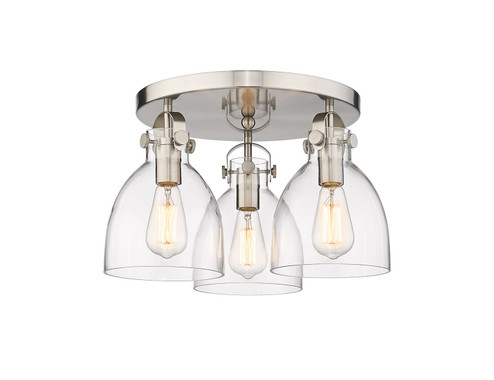 Downtown Urban Three Light Semi-Flush Mount in Satin Nickel (405|410-3F-SN-G412-7CL)