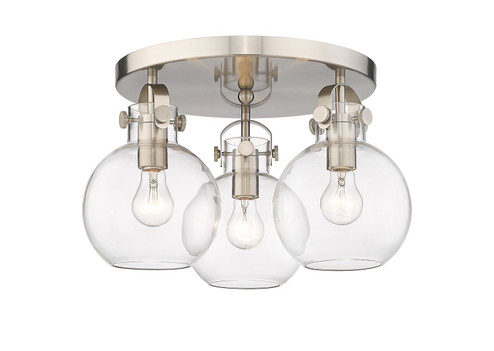Downtown Urban Three Light Semi-Flush Mount in Satin Nickel (405|410-3F-SN-G410-7CL)
