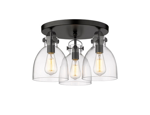 Downtown Urban Three Light Semi-Flush Mount in Matte Black (405|410-3F-BK-G412-7CL)