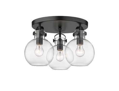Downtown Urban Three Light Semi-Flush Mount in Matte Black (405|410-3F-BK-G410-7CL)