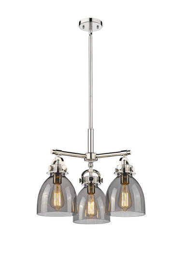 Downtown Urban Three Light Pendant in Polished Nickel (405|410-3CR-PN-G412-7SM)