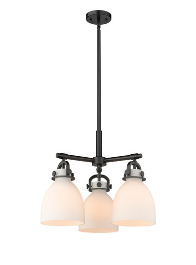 Downtown Urban Three Light Pendant in Matte Black (405|410-3CR-BK-G412-7WH)